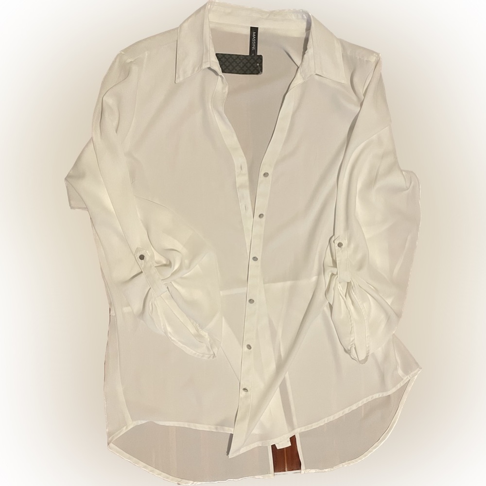 Sheer white button up blouse